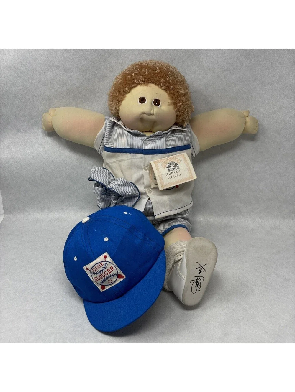 Soft Sculpture Cabbage Patch Kid Little People Signed Xavier Roberts w/ Name Tag